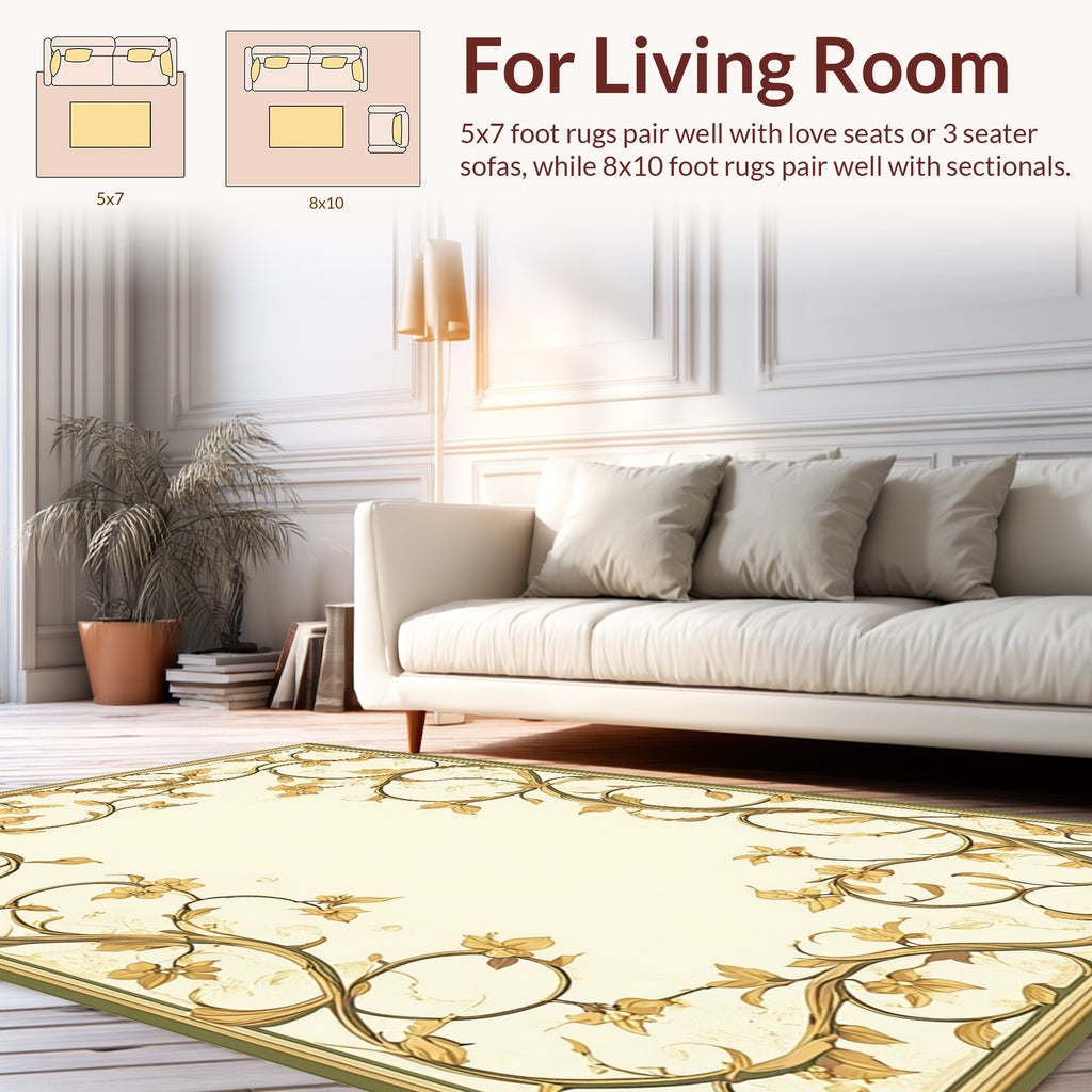 Elegant Floral Vine Art Nouveau Rug