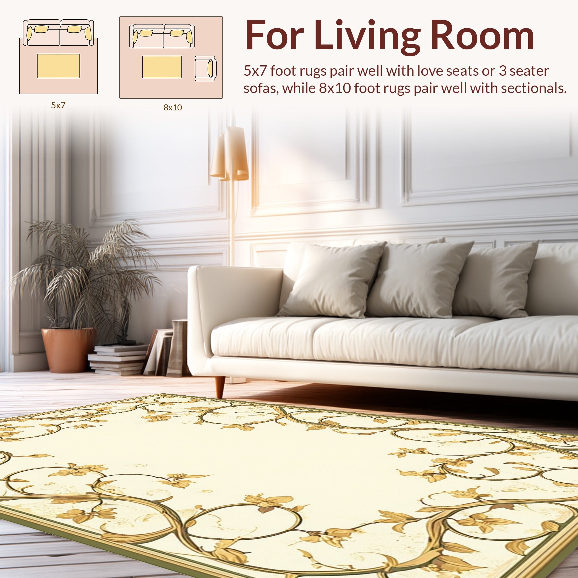 Elegant Floral Vine Art Nouveau Rug
