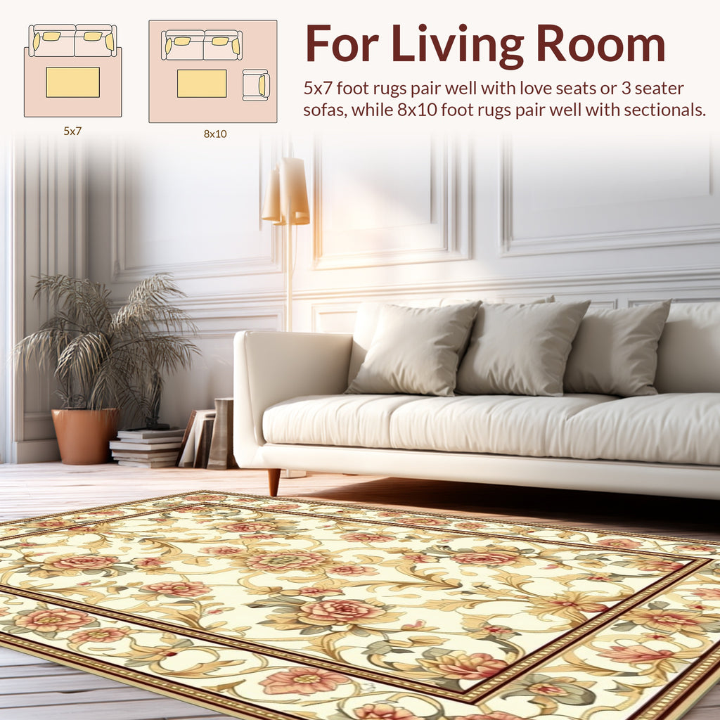 Floral Scrollwork Vintage Pattern Rug