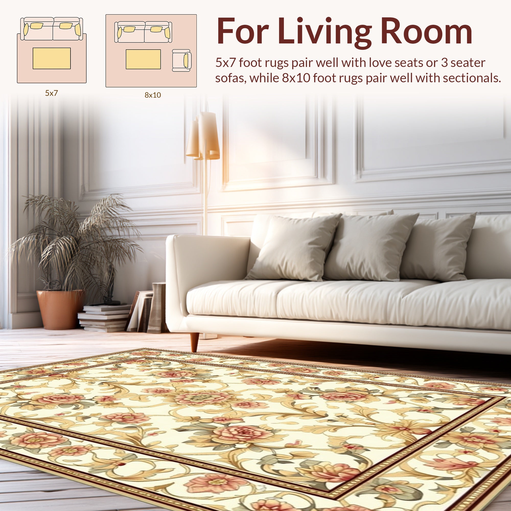 Floral Scrollwork Vintage Pattern Rug