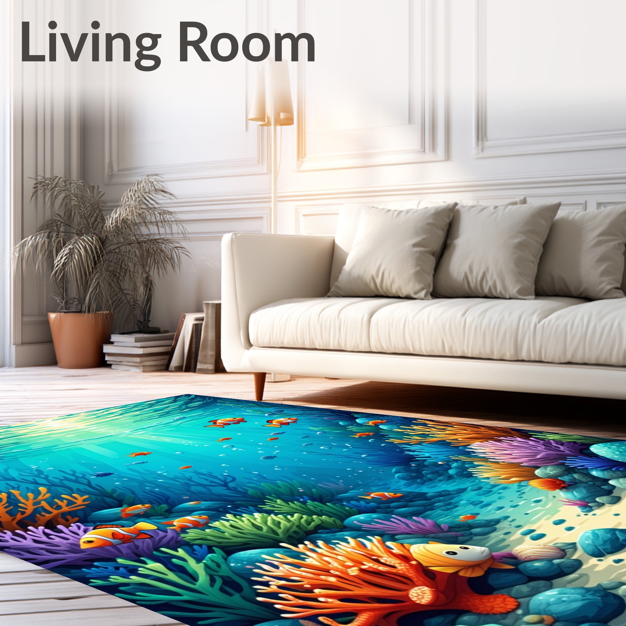 Underwater Ocean Coral Reef Scene Rug