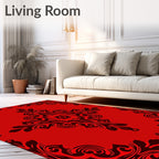 Bold Red Elaborate Scroll Medallion Rug