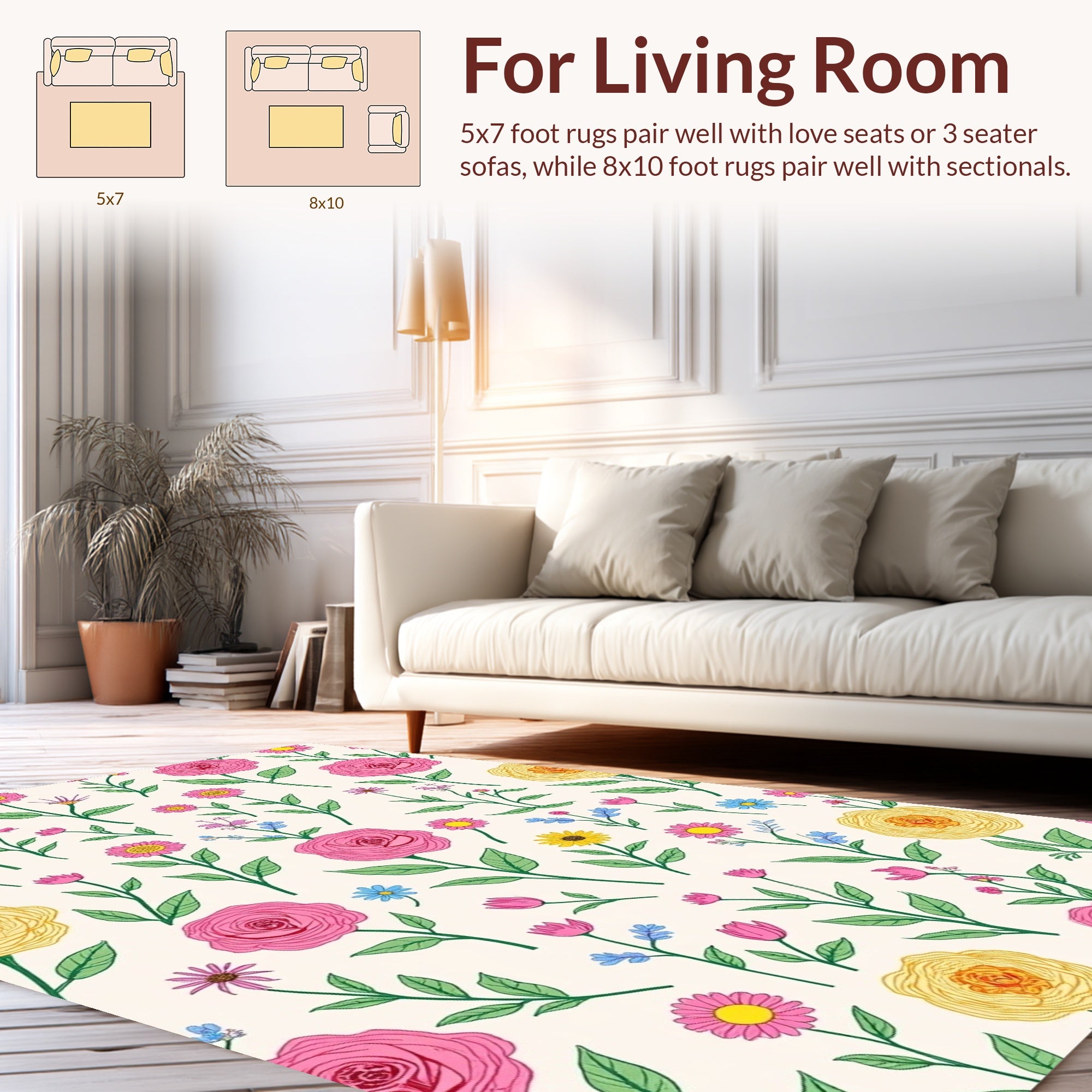 Floral Garden Pattern Delightful Arrangement Rug