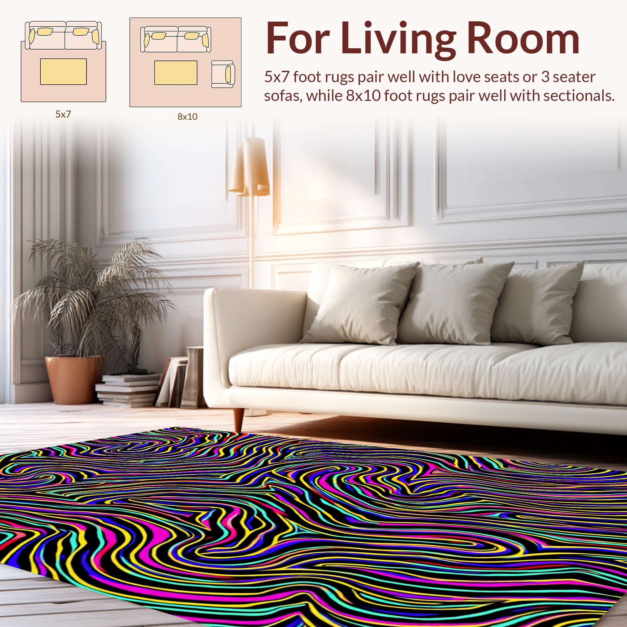 Vibrant Swirl Pattern Neon Rug