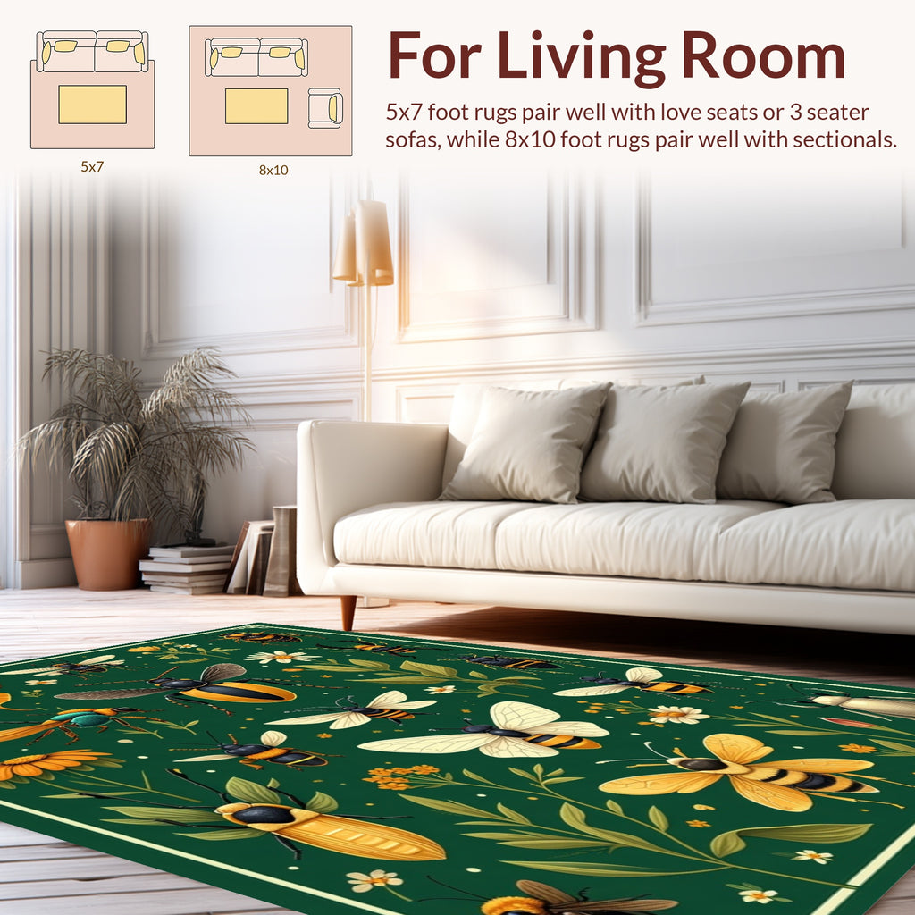 Nature Entomology Insect Collection Pattern Rug