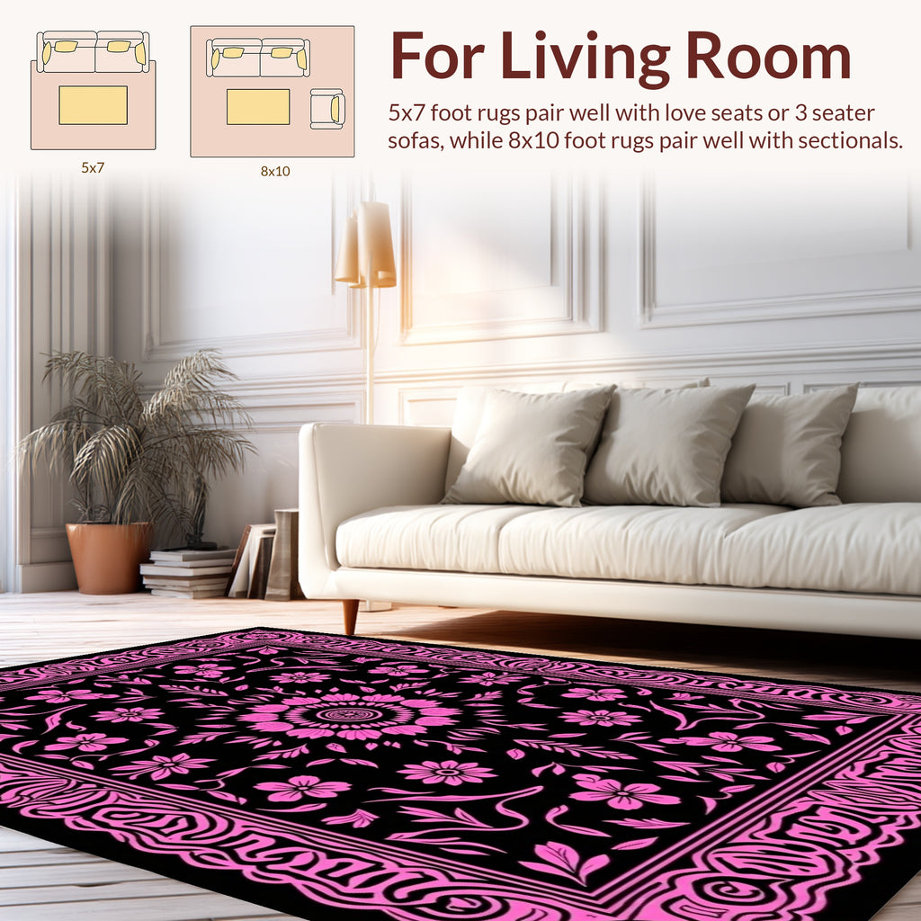 Elaborate Floral Mandala Pattern Rug