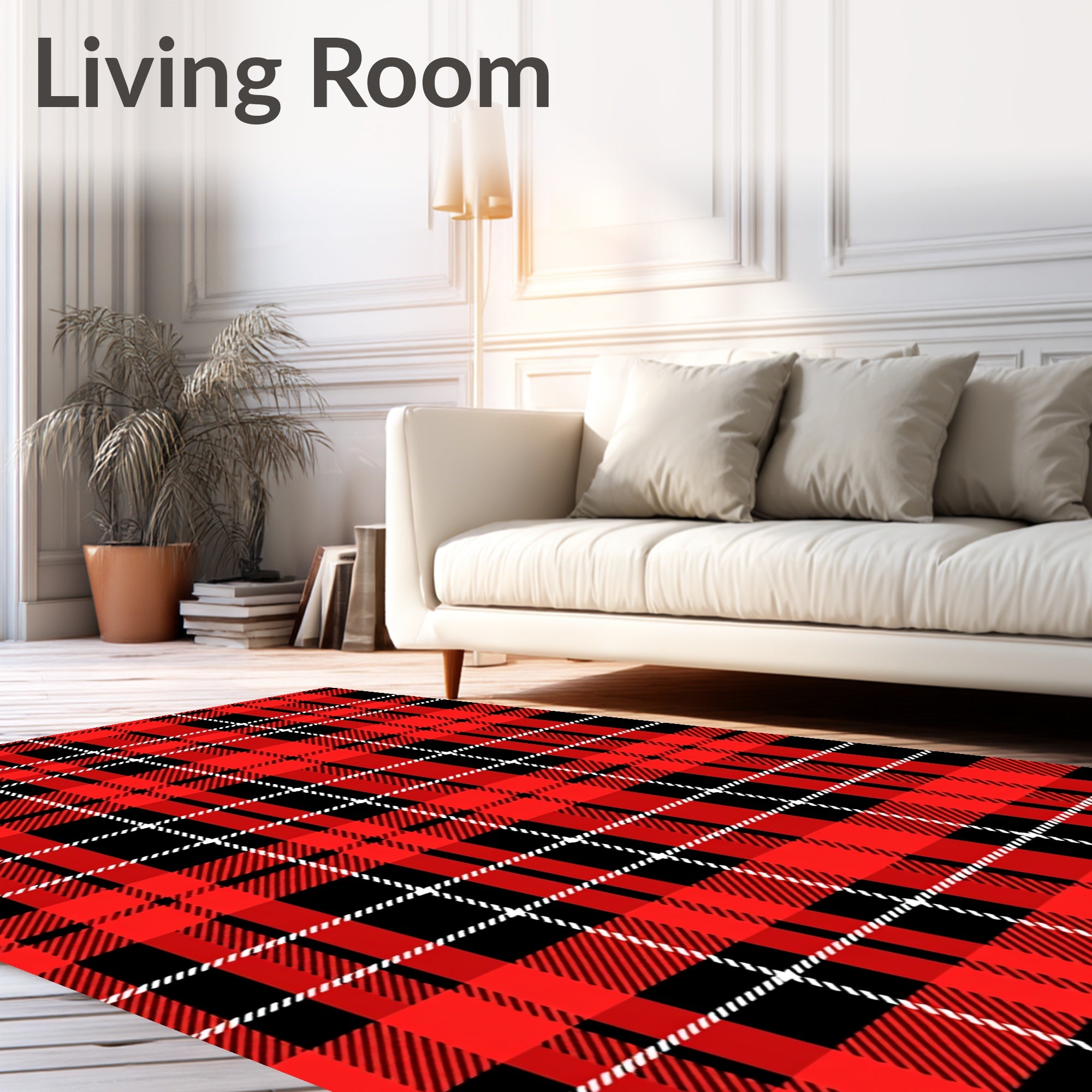 Classic Red Black Tartan Plaid Rug
