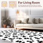 Bold Black White Floral Dotted Pattern Rug
