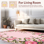 Vintage Pink Floral Branch Design Rug