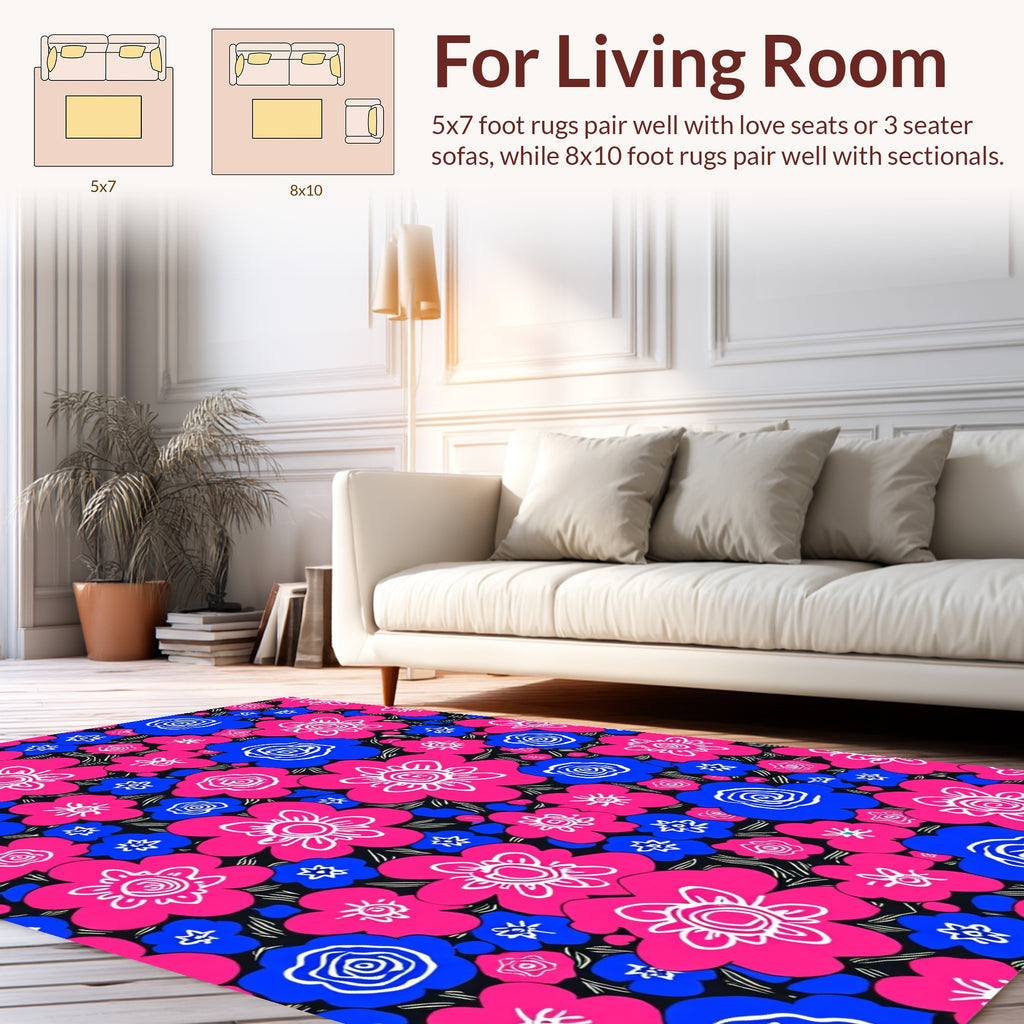 Bright Floral Pattern Vivid Design Rug