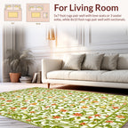 Vibrant Coral Green Floral Vine Pattern Rug