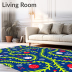 Christmas Ornaments Snowflakes Evergreen Twine Rug