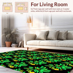 Abstract Green Yellow Floral Pattern Rug