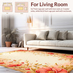 Elegant Coral And Gold Floral Design Rug