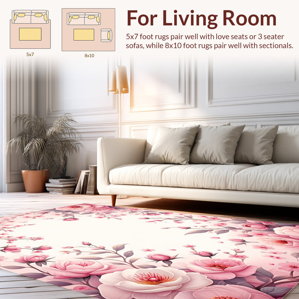 Soft Pink Floral Bloom Rug