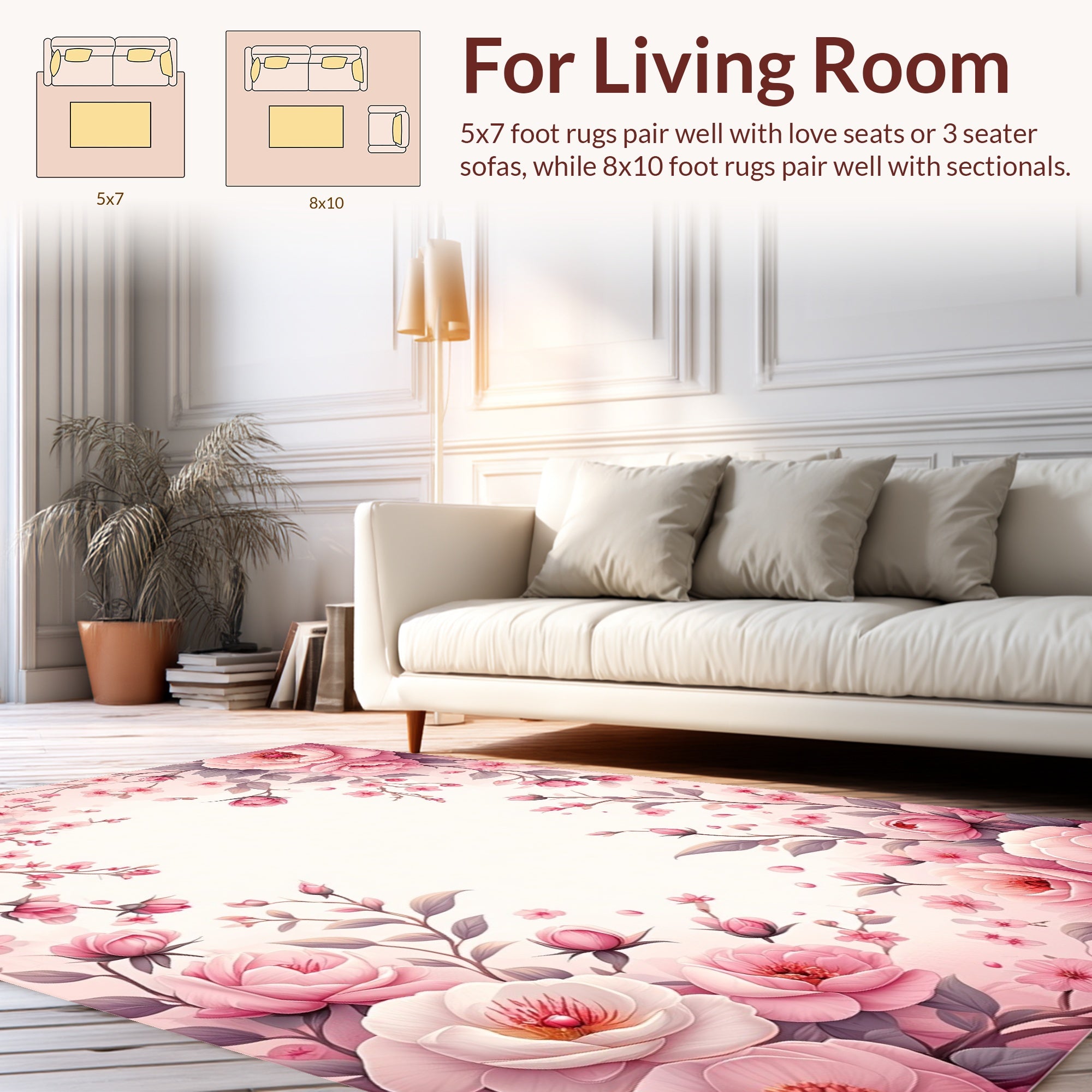 Soft Pink Floral Bloom Rug