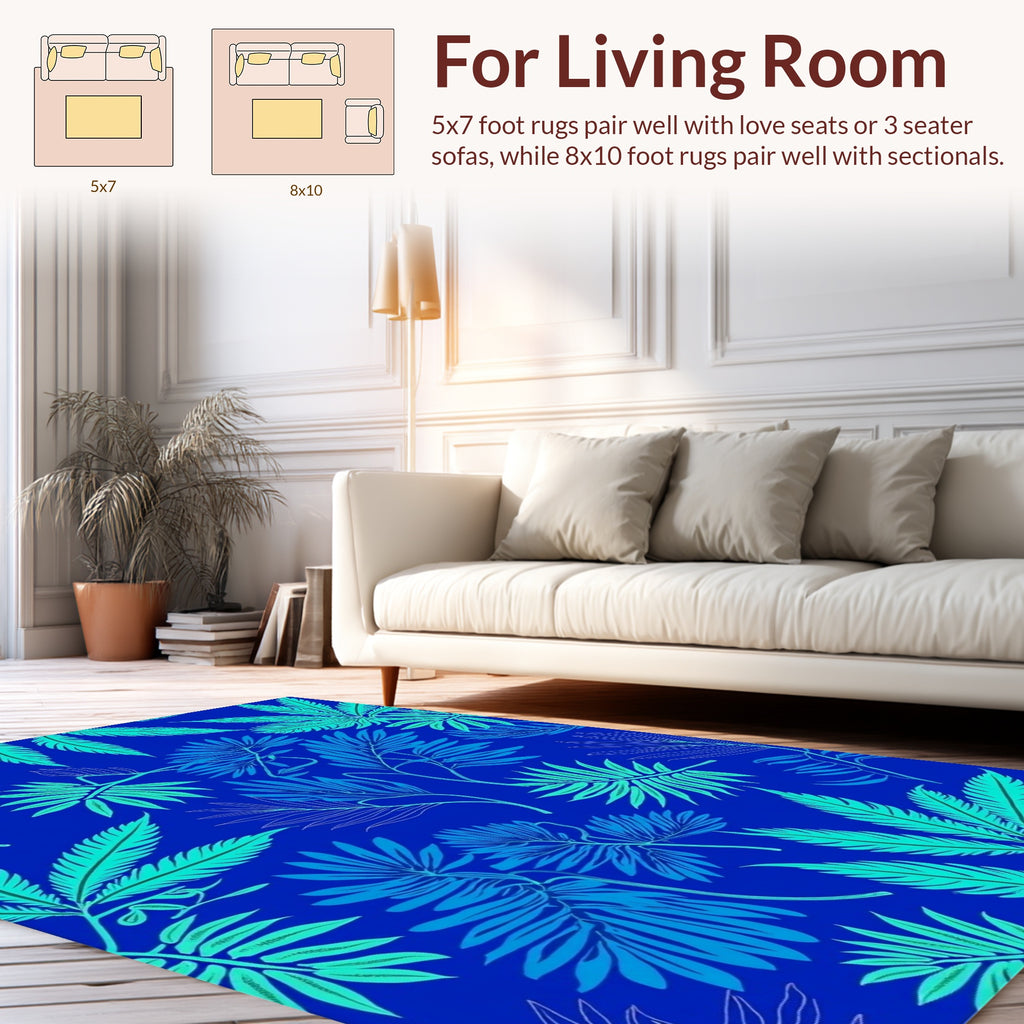 Tropical Leaf Pattern Vibrant Design Rug
