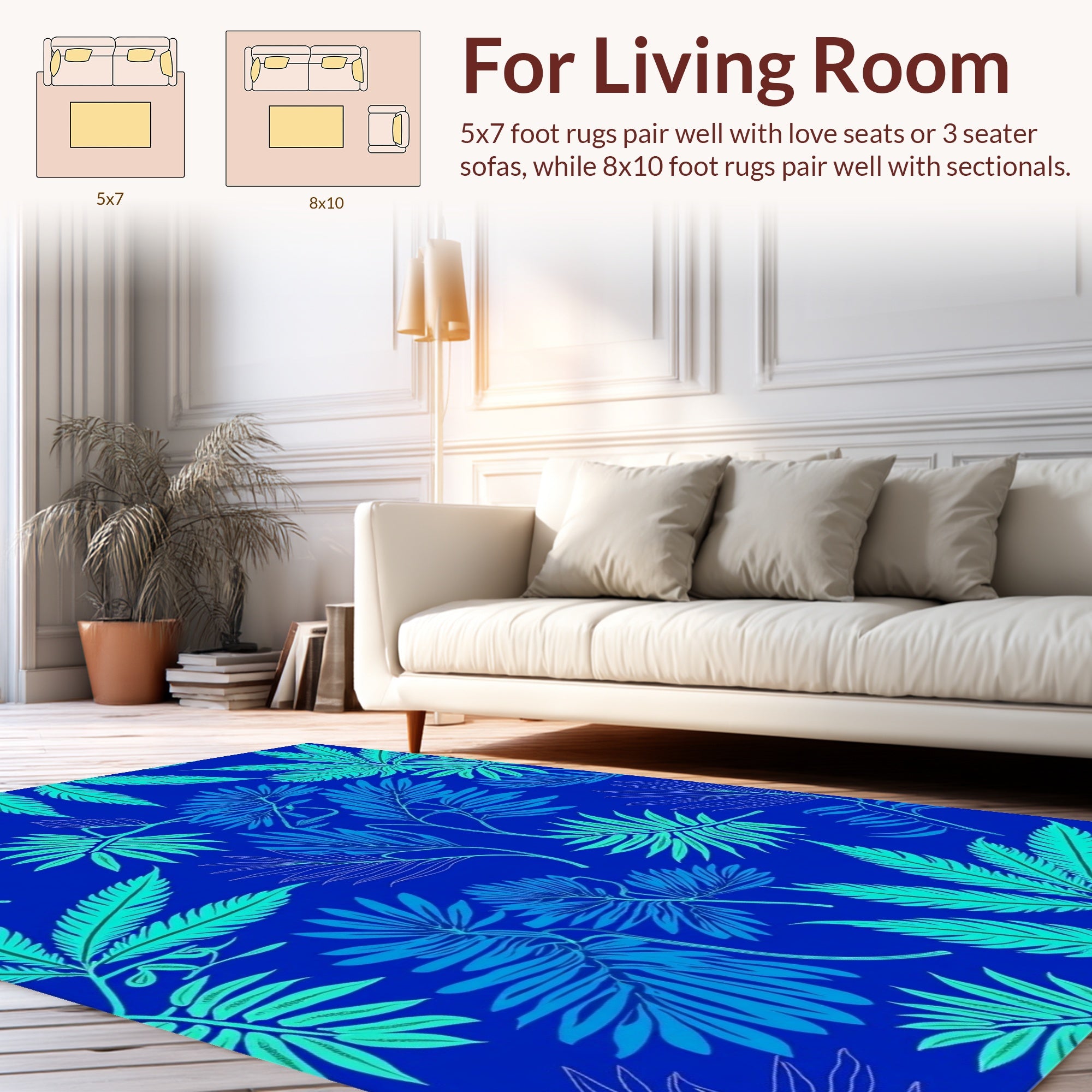 Tropical Leaf Pattern Vibrant Design Rug