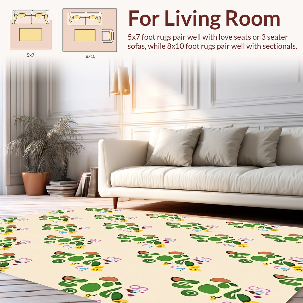 Playful Green Dot Leaf Pattern Rug