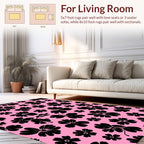 Bold Black 5-Petal Flower Motif Rug