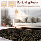 Gold Floral Damask Pattern Rug