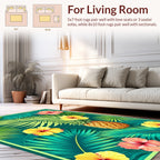 Tropical Pineapple and Hibiscus Floral Rug