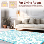 Turquoise Floral Swirl Abstract Pattern Rug