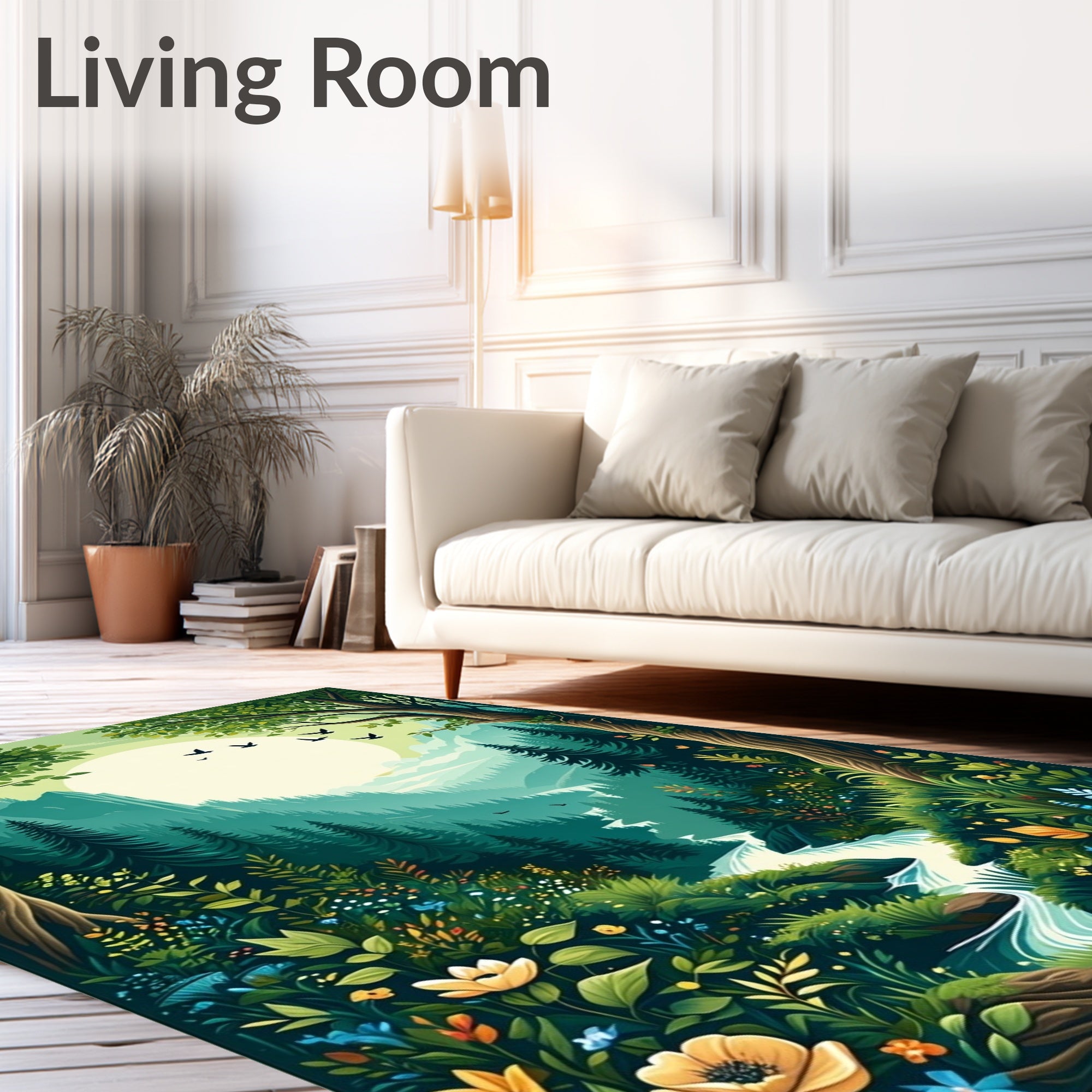 Enchanted Forest River Floral Art Rug