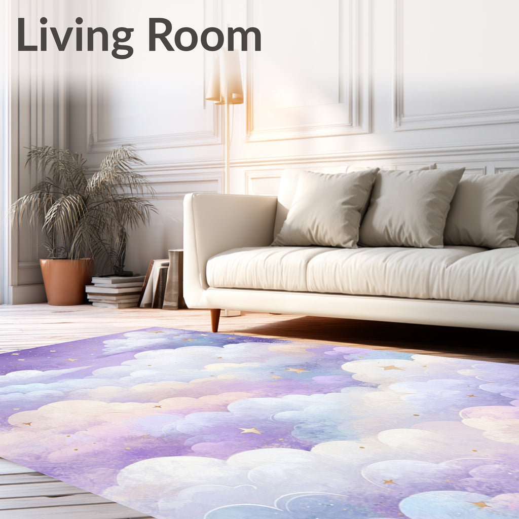 Dreamy Pastel Clouds Stars Rug