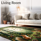 Forest Scene With Squirrels Bird Design Rug