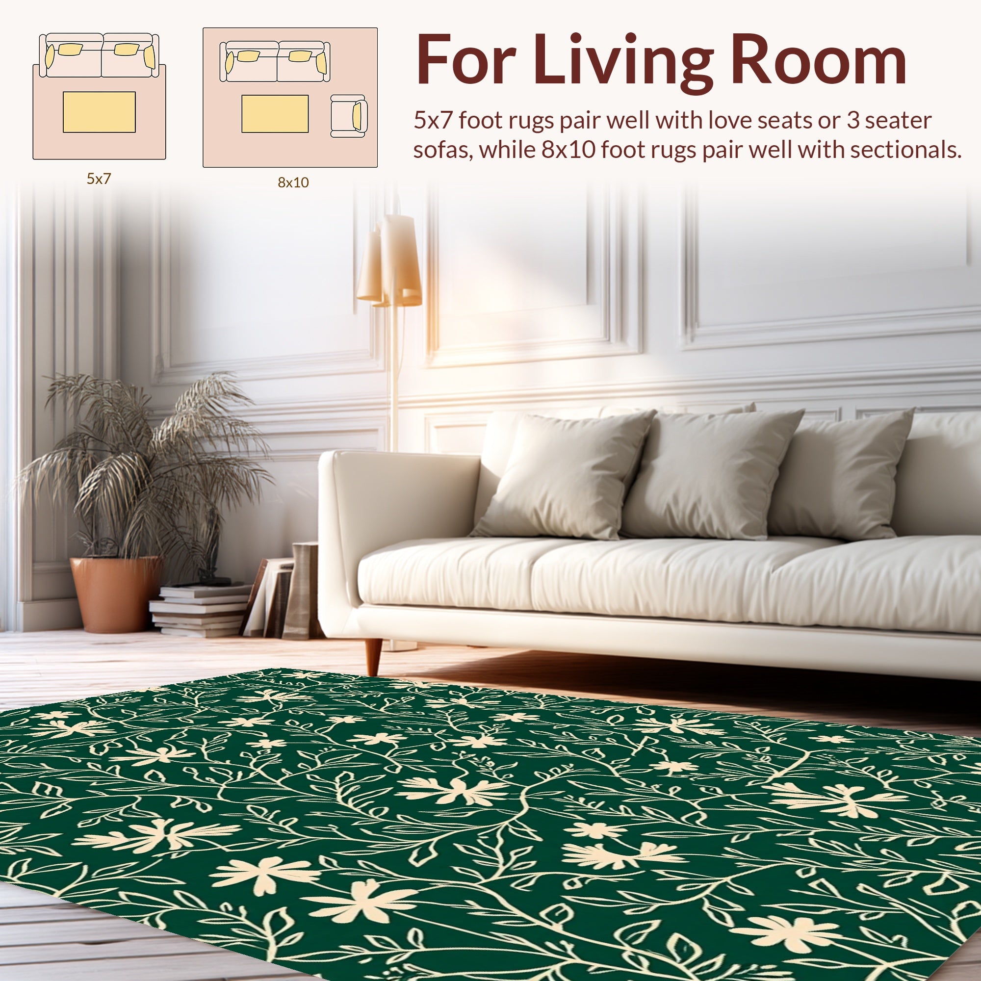 Viney Floral Pattern With Cream Accents Rug