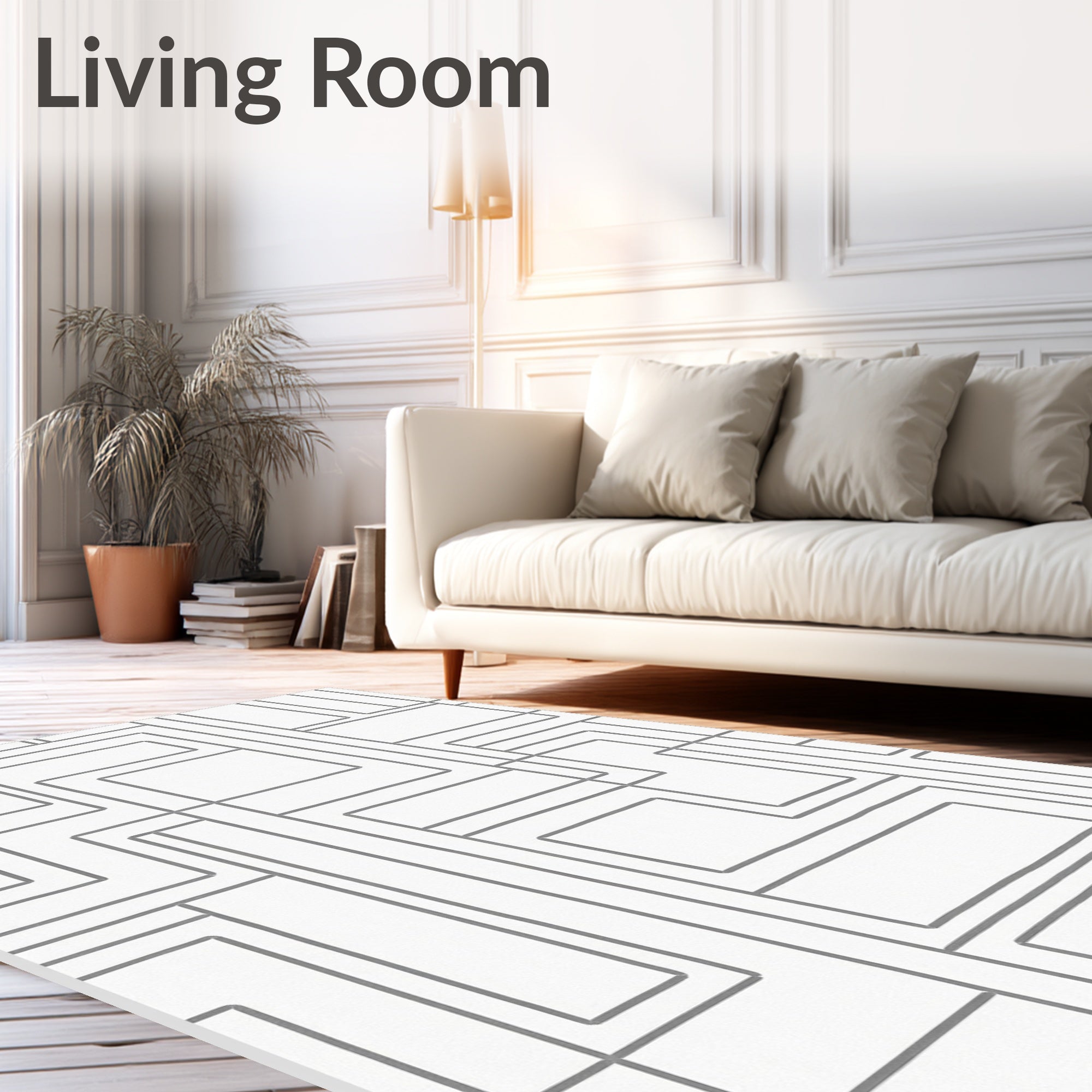 Minimalist Gray Abstract Geometric Rug