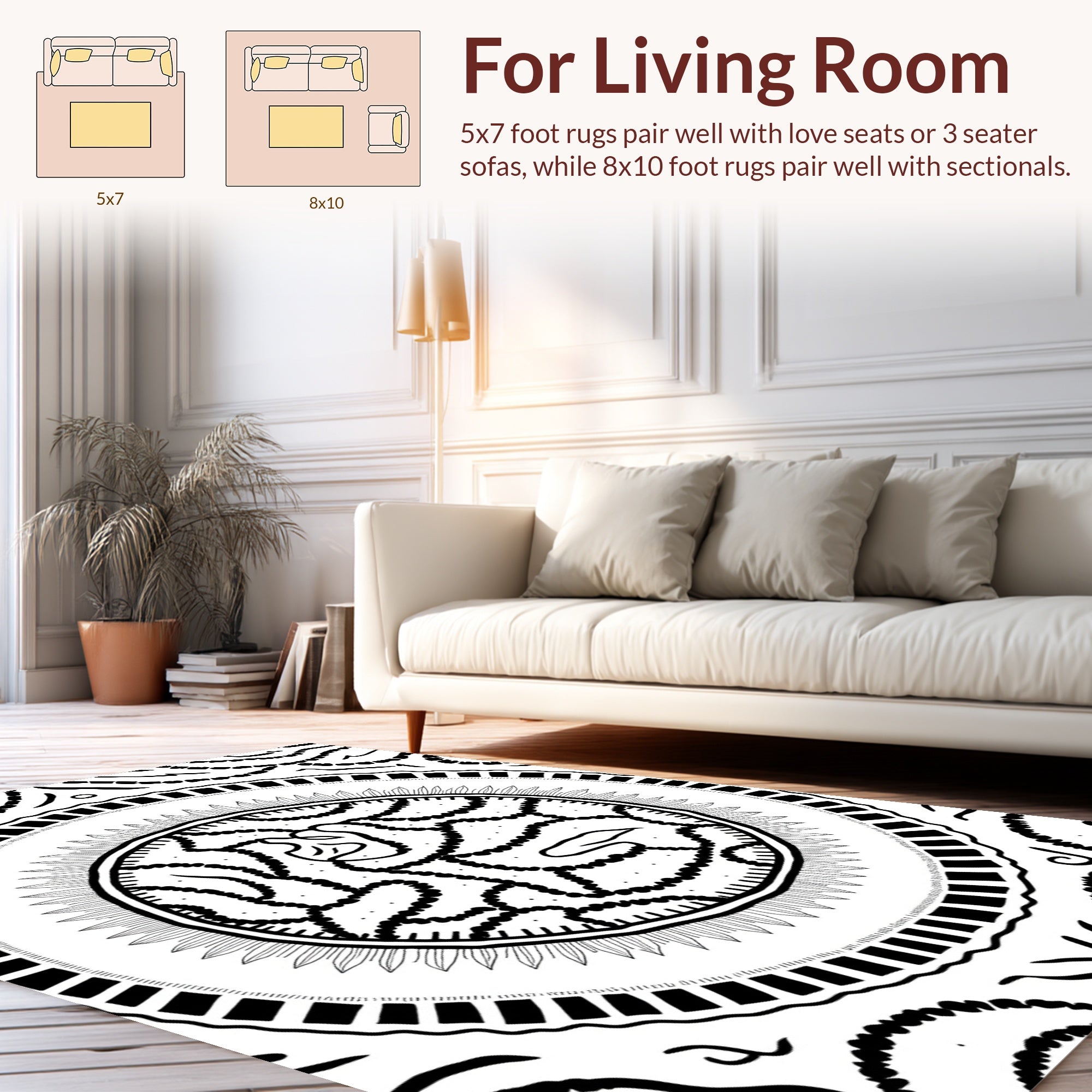 Abstract Lined Mandala Pattern Rug