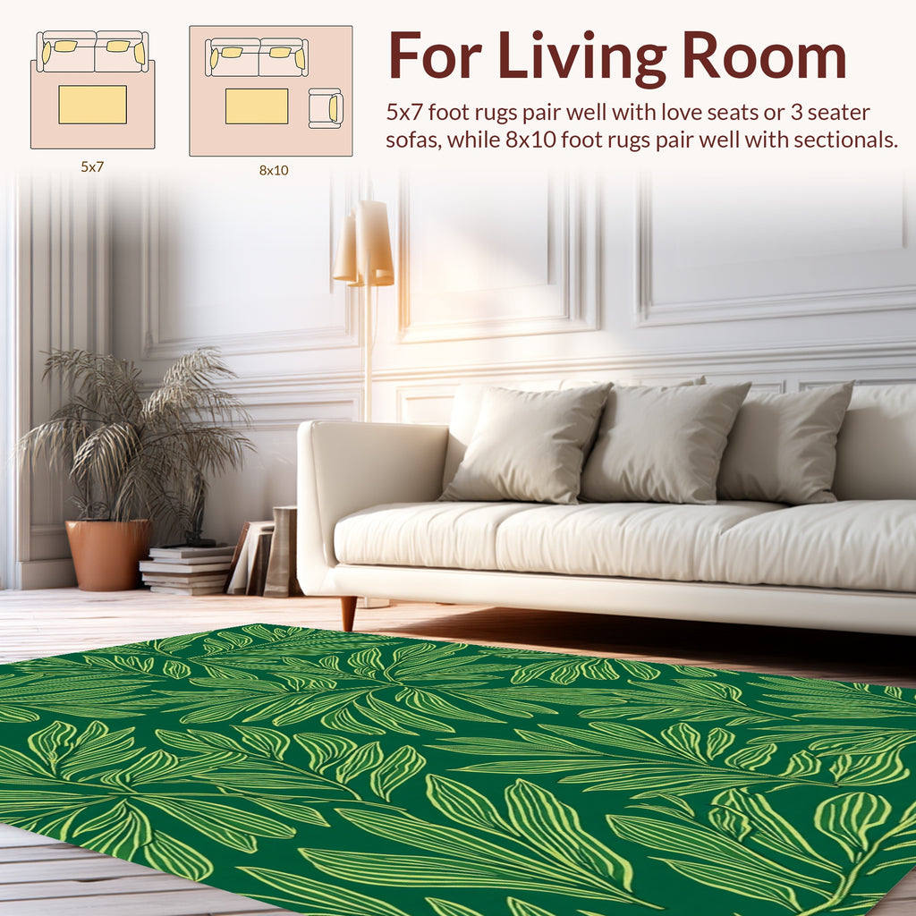 Botanical Leaf Pattern Design Rug