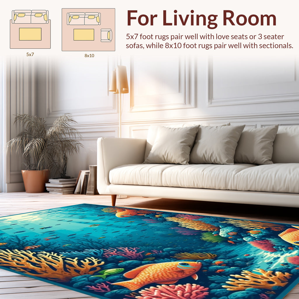 Coral Reef Fish Underwater Scene Rug
