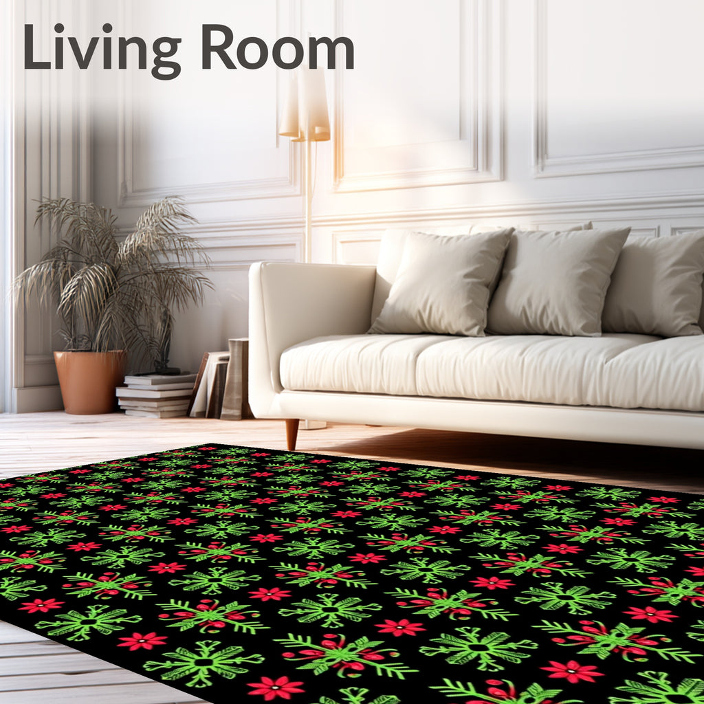 Green Red Floral Snowflake Harmony Rug