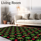 Green Red Floral Snowflake Harmony Rug