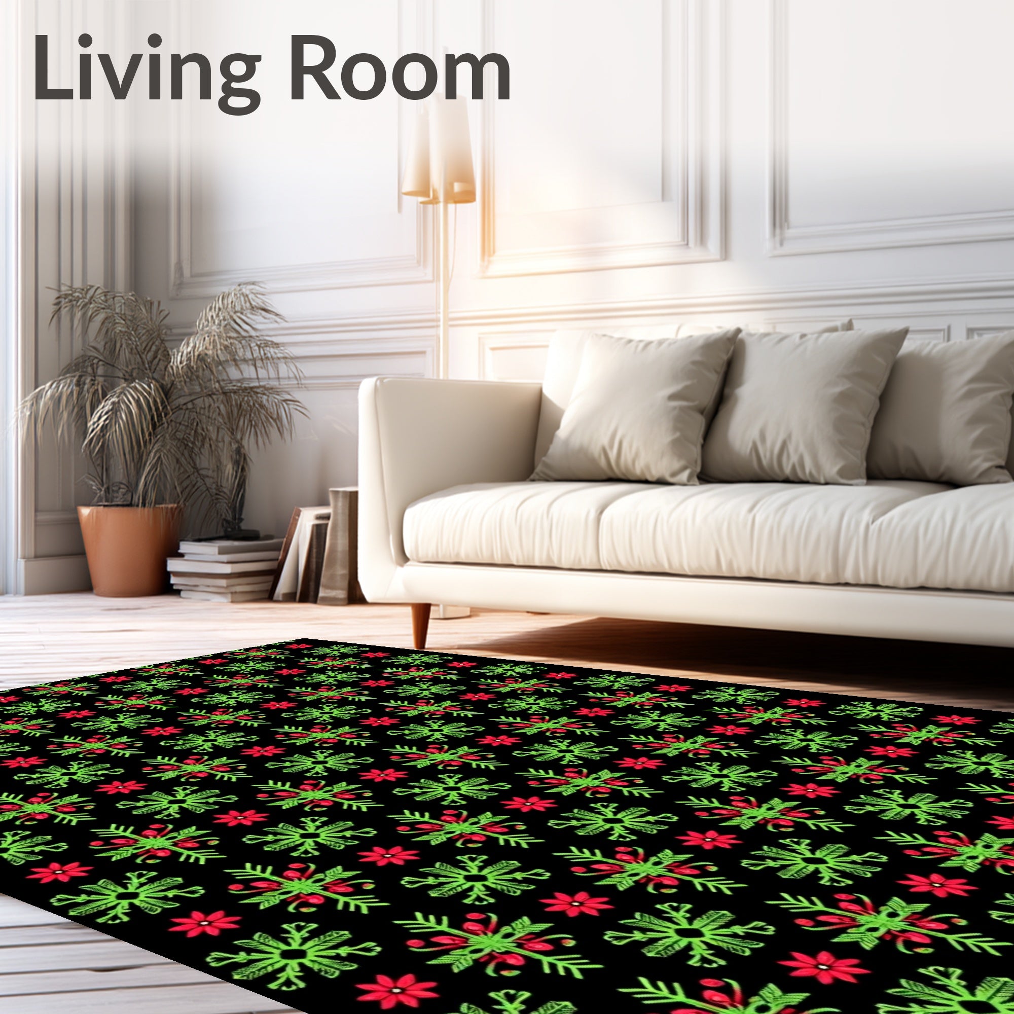 Green Red Floral Snowflake Harmony Rug