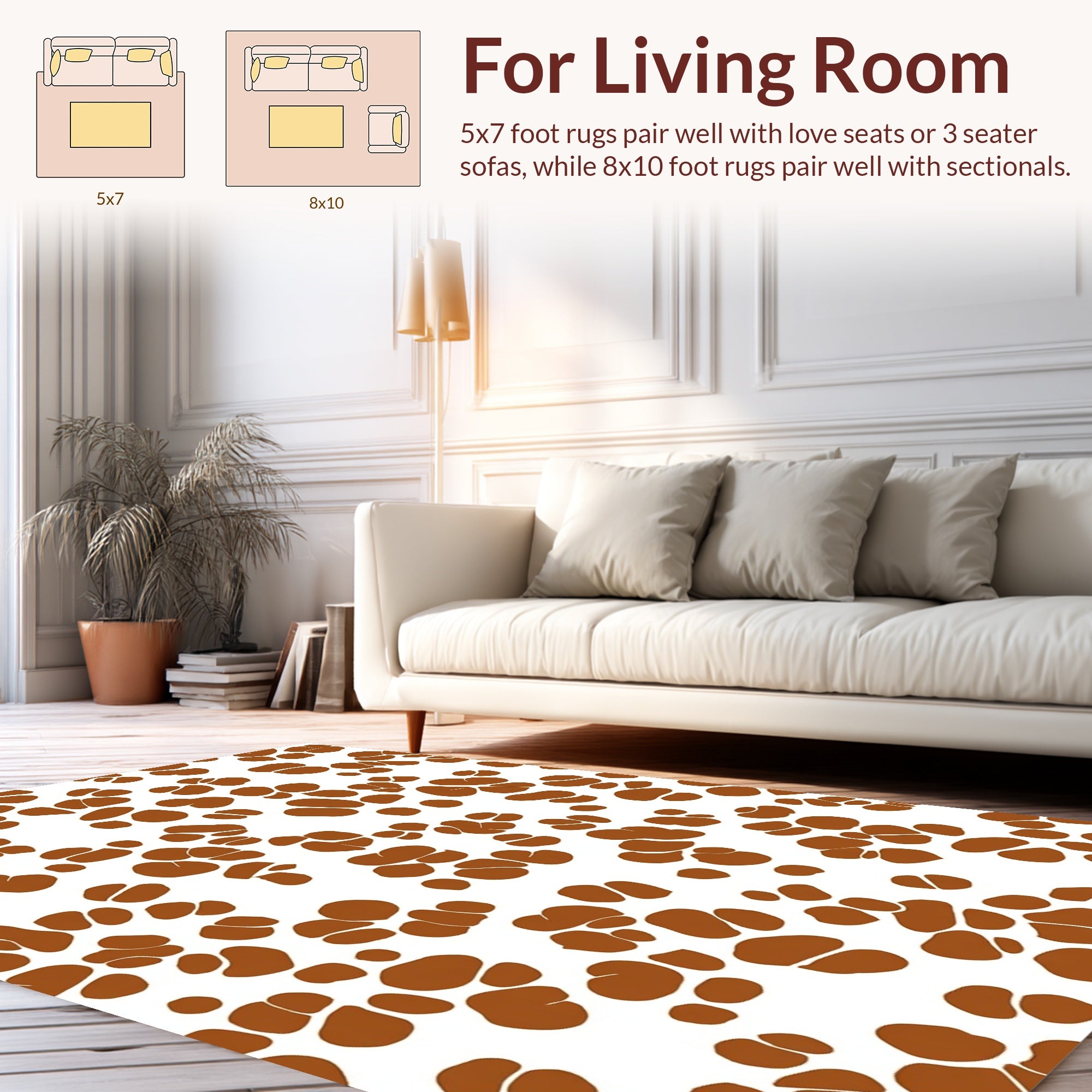 Brown Abstract Blob Pattern Rug