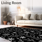 White Snowflake Branch Silhouette Rug