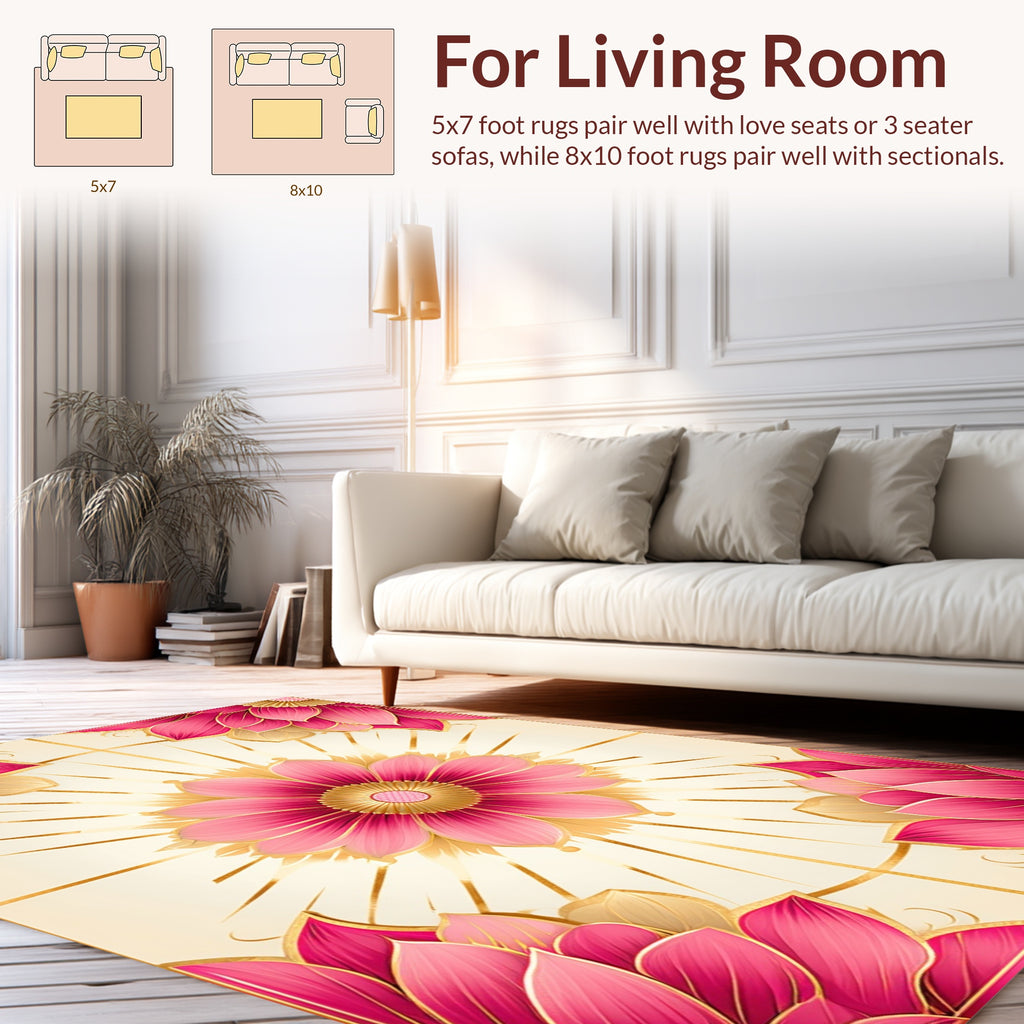 Ornate Floral Sunburst Pattern Rug