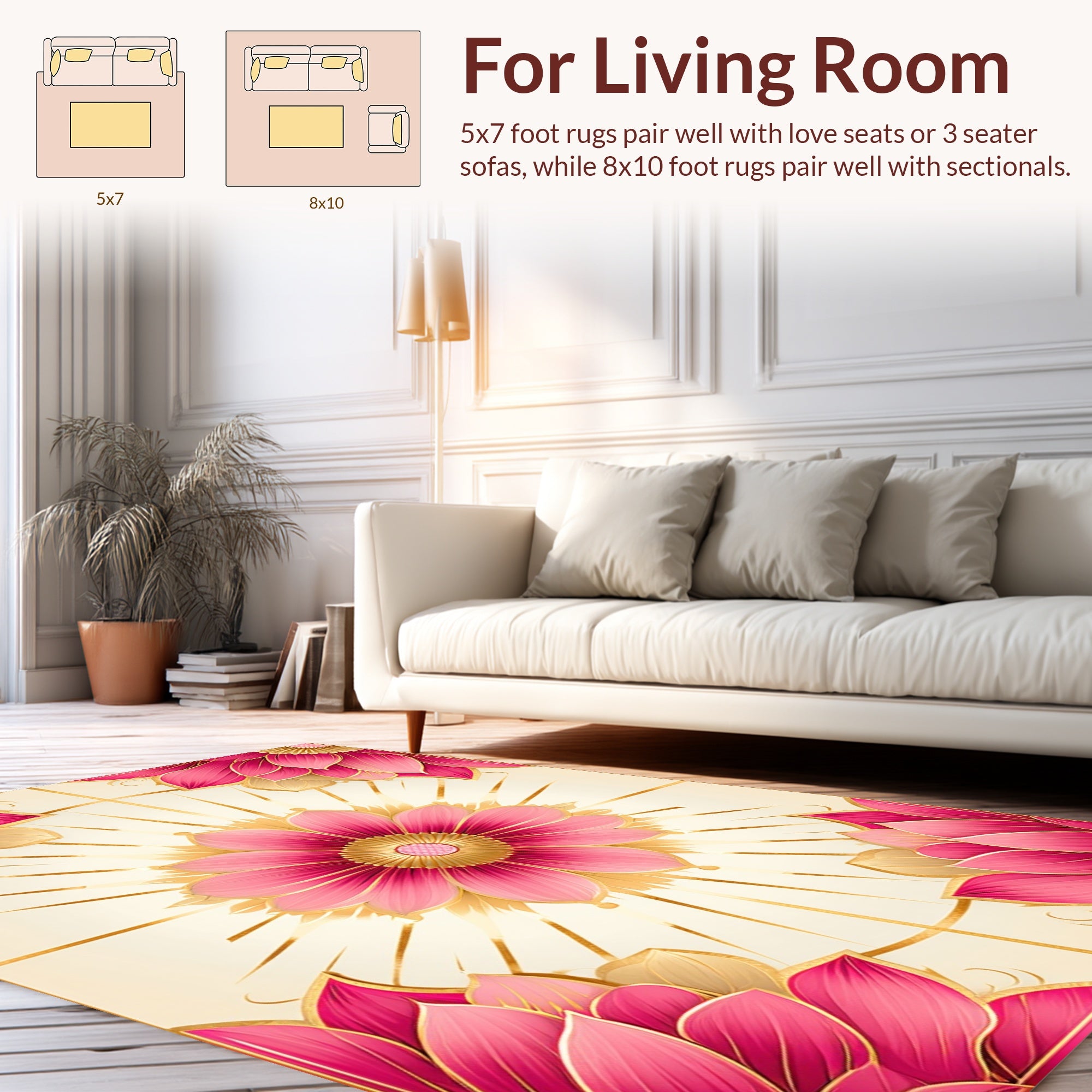 Ornate Floral Sunburst Pattern Rug