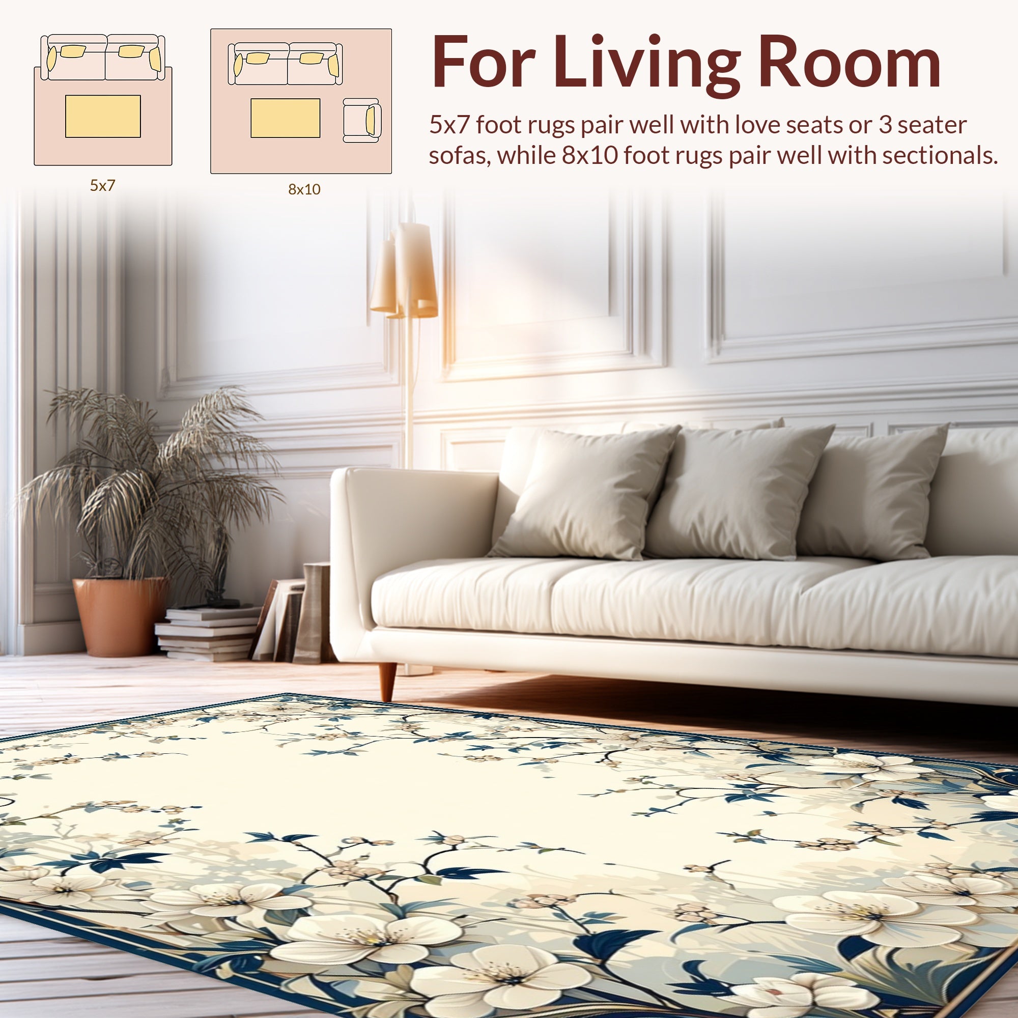 Floral Vine Branch Art Rug