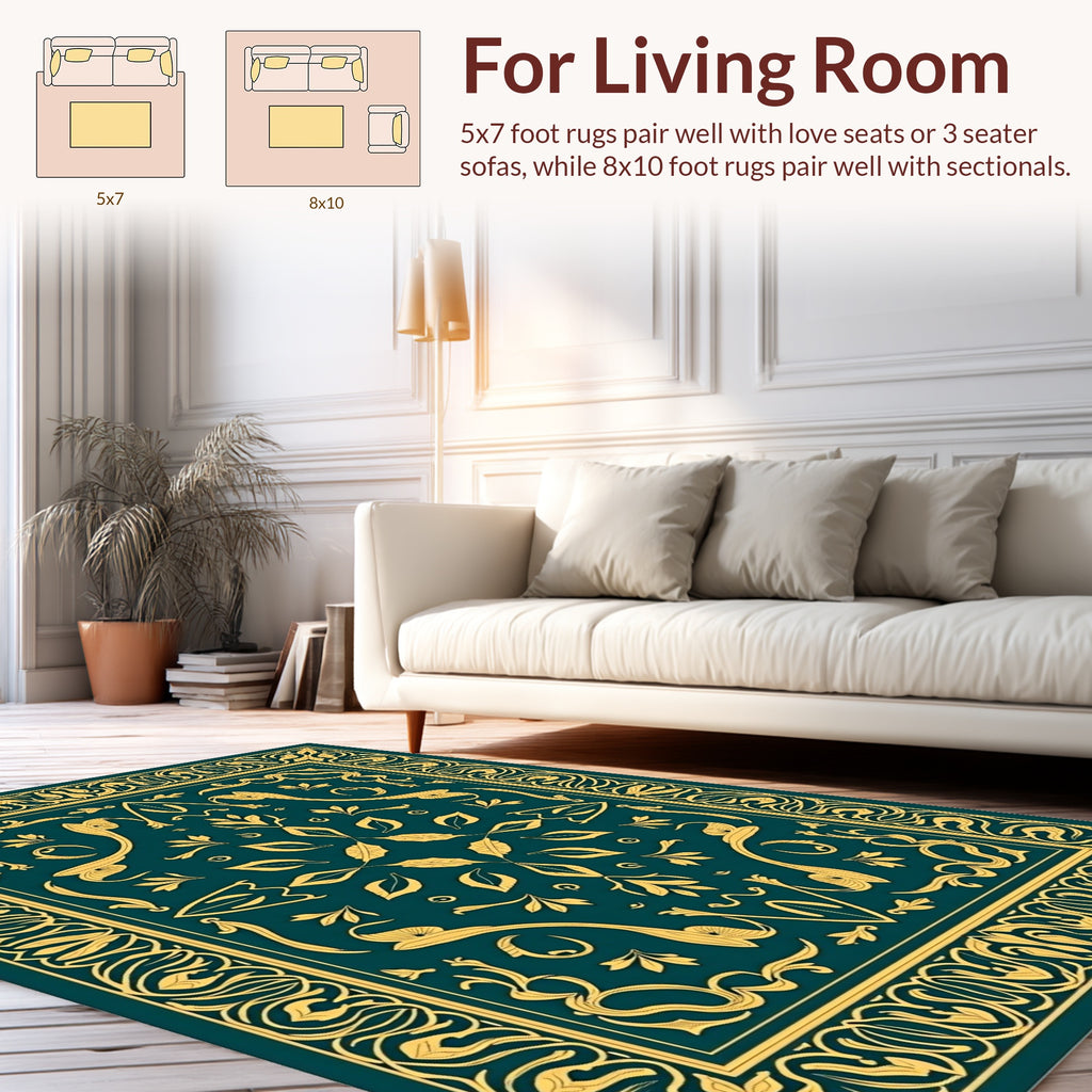 Gold Floral Contempo Pattern Rug