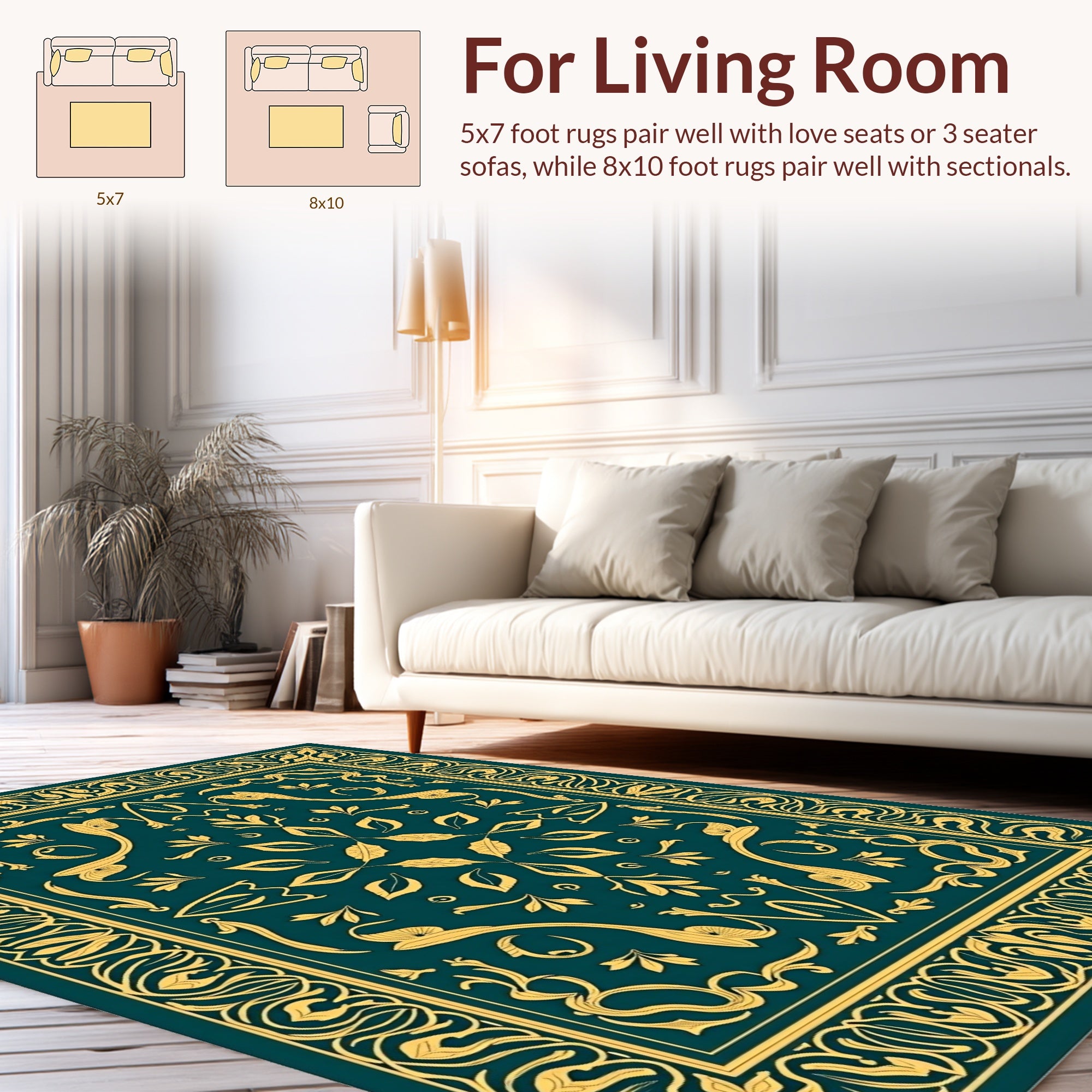 Gold Floral Contempo Pattern Rug
