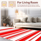 Bold Red White Stripe Pattern Rug