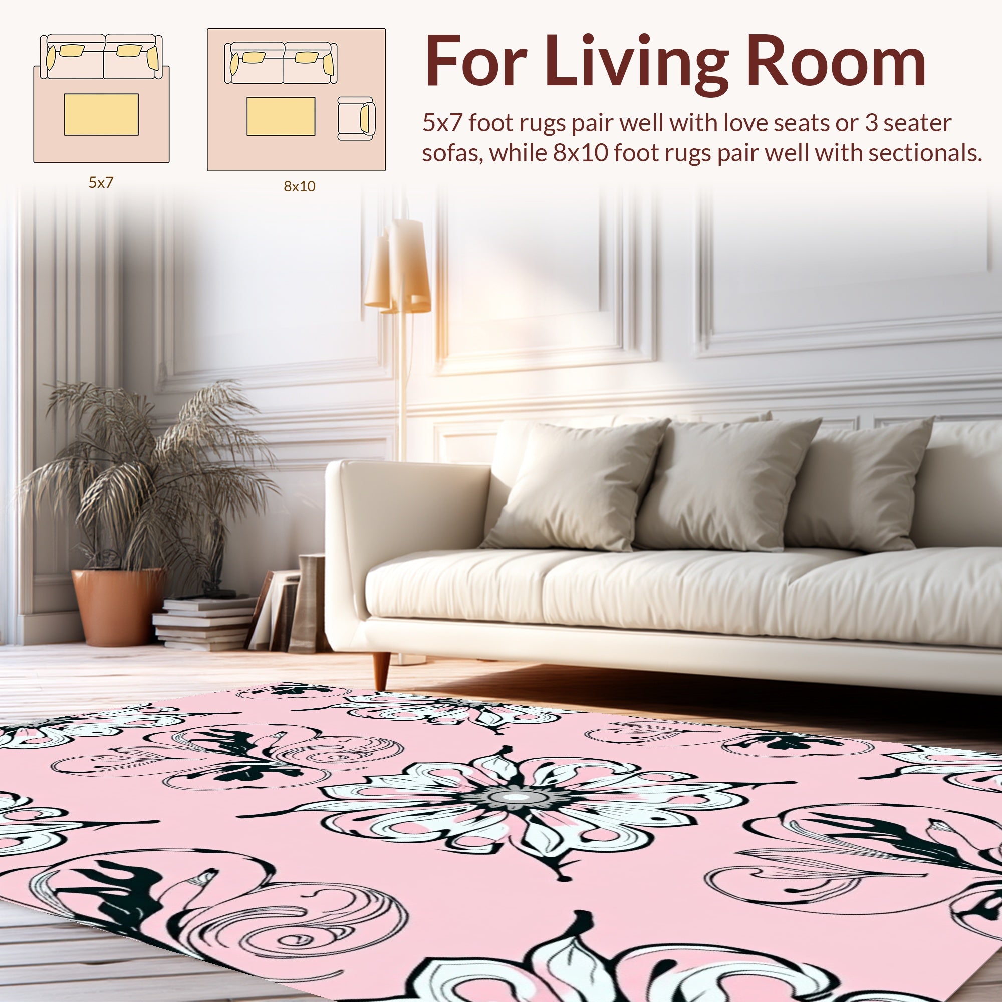 Art Nouveau Floral Swirls Pattern Rug