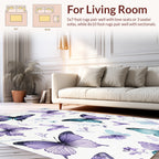 Purple Butterfly Watercolor Garden Design Rug
