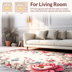 Whimsical Pink Floral Garden Rug