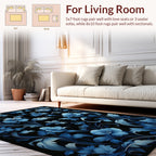 Indigo Floral Vine Pattern Rug